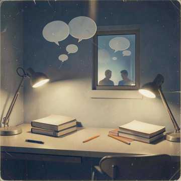 학원 불빛 아래